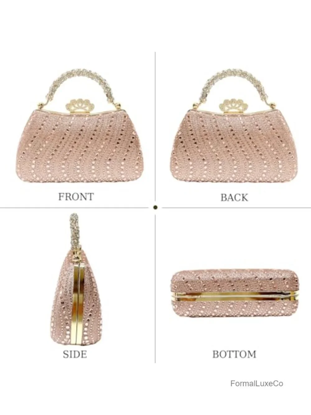 Rhinestone Clutch Purse for Women Sparkly Evening Bag Formal Handbag Crown Clasp